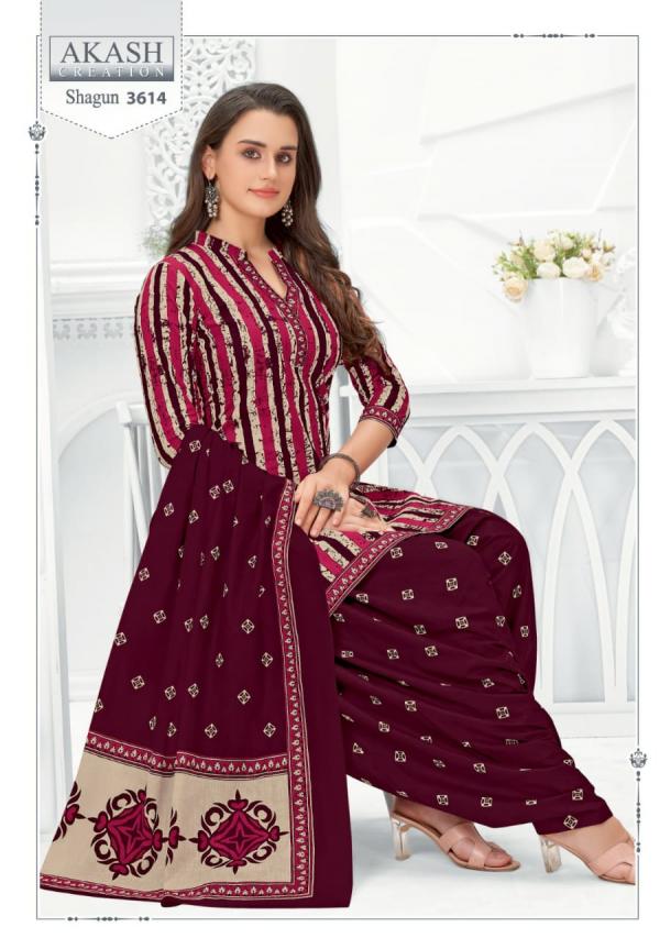 Akash Creation Shagun Vol-36 Cotton Printed Designer Patiyala Dress Material